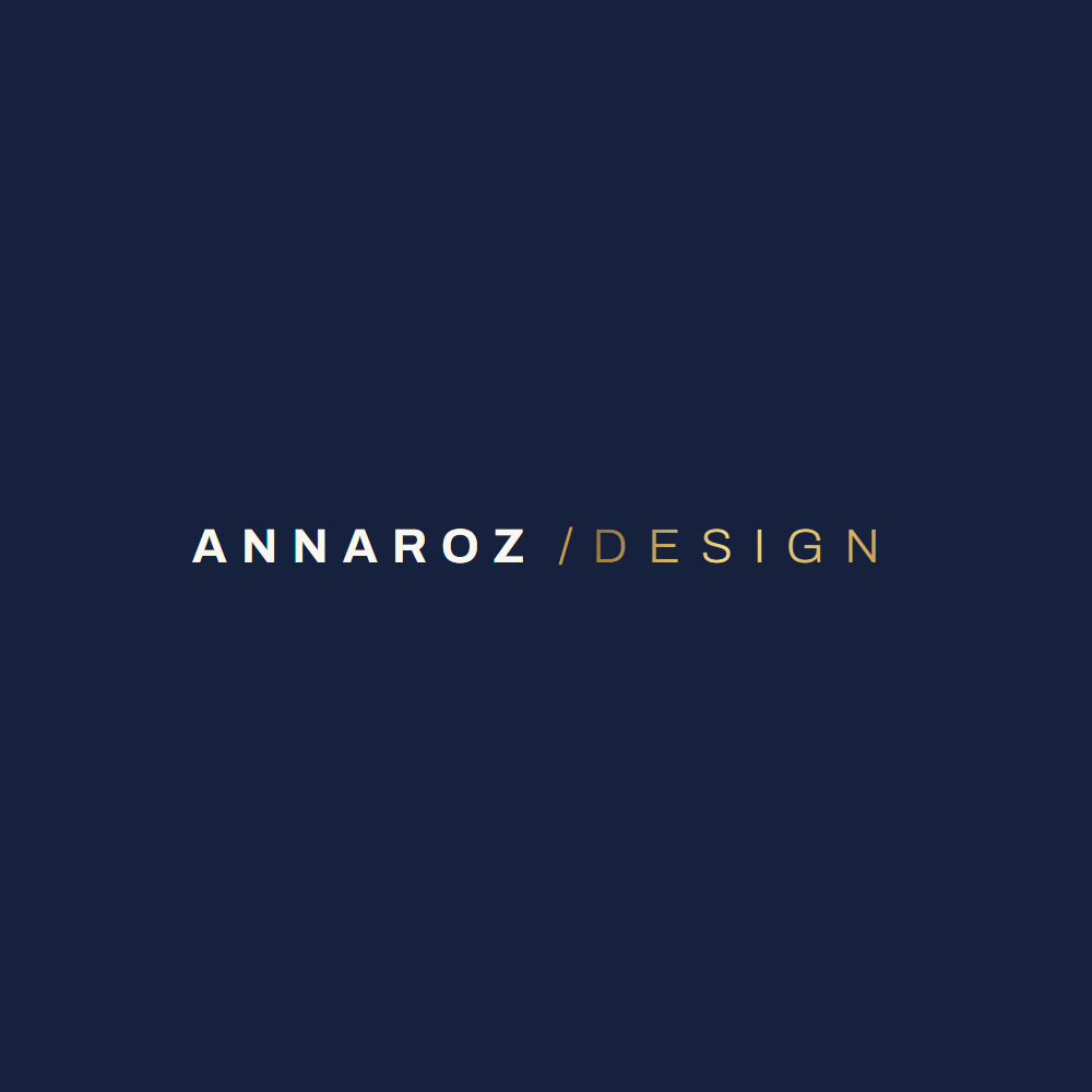 Ancien logo Annaroz Design : wordmark seul sur fond navy, sans symbole