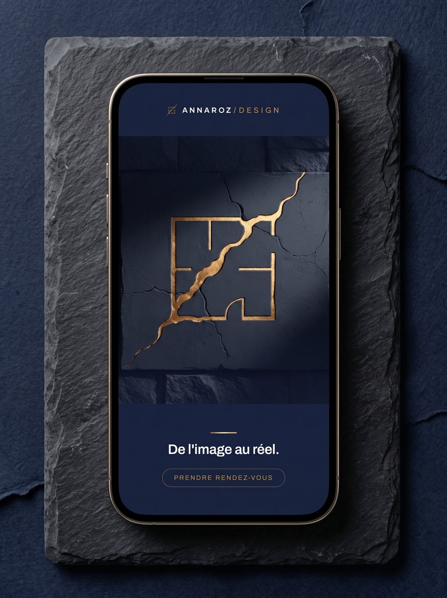 Story Annaroz Design affichée sur un smartphone posé sur l'ardoise