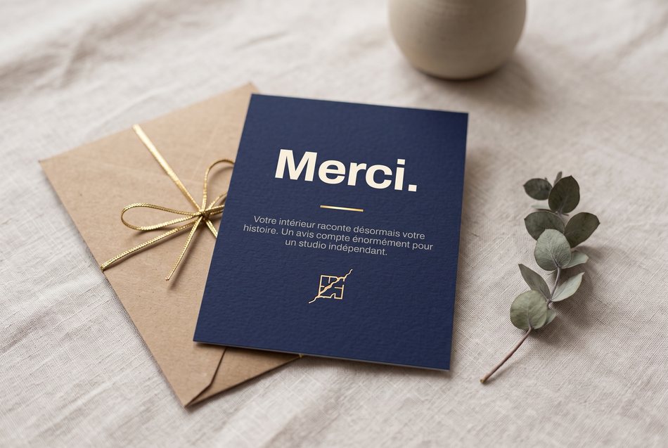 Carte de remerciement sur enveloppe kraft