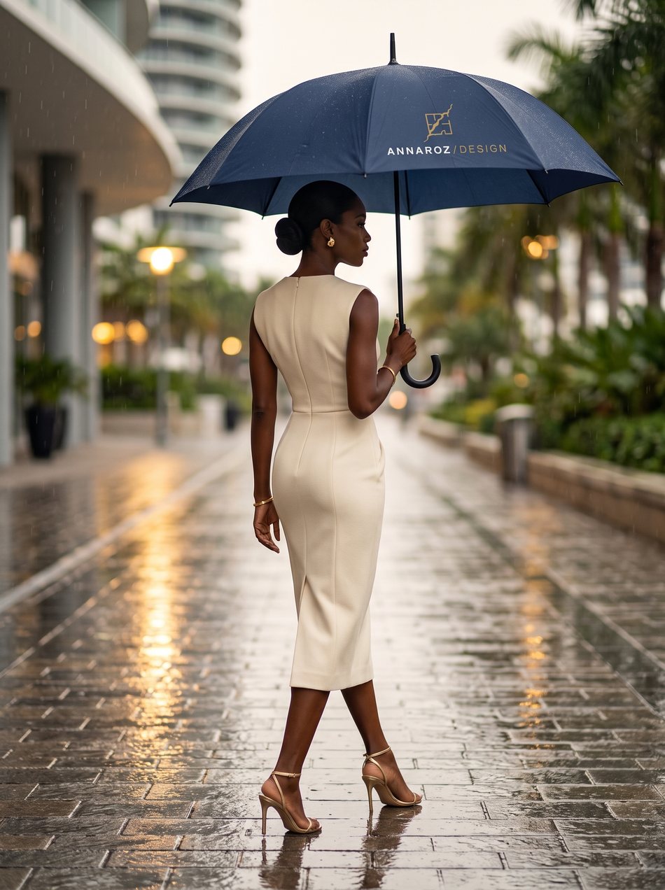 Parapluie navy au symbole or
